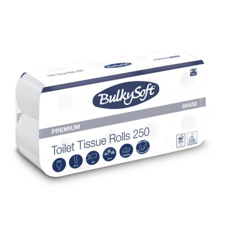 Bulkysoft Premium Toilettenpapier Kleinrollen 96 Rollen (12 x 8)