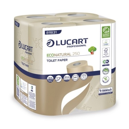 Lucart EcoNatural 250 Toilettenpapier Kleinrollen 64 Rollen (8 x 8)