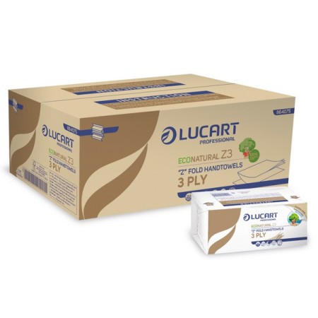 Lucart EcoNatural Z3 Handtuch in Papierverpackung - Zero Plastic 3564 Blatt (18 x 198)