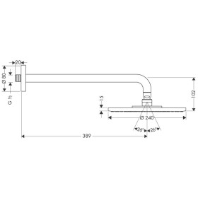 hansgrohe Raindance S Kopfbrause 240 1jet mit Brausearm EcoSmart