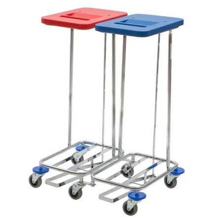Vermop Meditrans zweifach Wäschewagen mit Deckel blau und rot 1 Stück