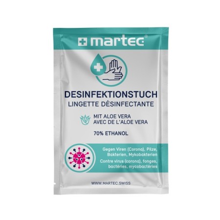 Martec Desinfektionstuch mit Aloe Vera To Go 100 Pakete