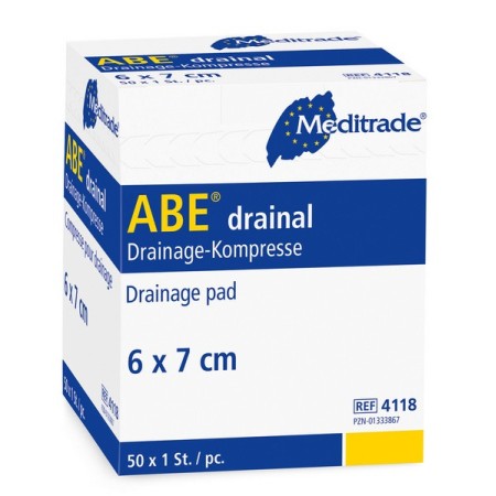 ABE® drainal steril, Schlitzlochkompresse mit metalliner Beschichtung 50 Stück