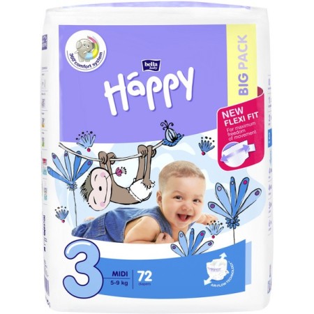 Happy Midi 5 - 9 Kg No. 3 288 Stück (4 x 72)