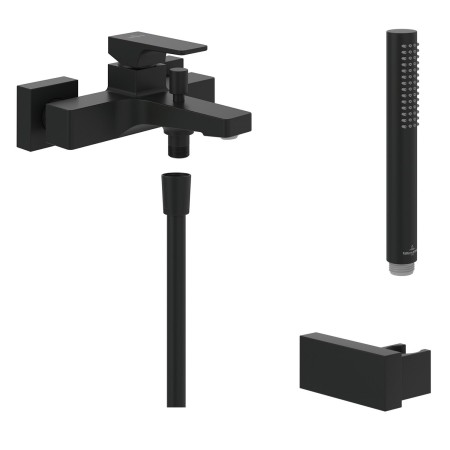 Villeroy & Boch Taro Duschgarnitur mit Brausehalter, Stabhandbrause und Wannenarmatur