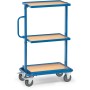 Fetra Beistellwagen mit 3 Holzwerkstoffplatten, Ladefläche 600 x 400 mm