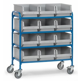 Fetra Beistellwagen mit 3x4 Kunststoff-Sichtlagerkästen, Ladefläche 940 x 470 mm Fetra Beistellwagen mit 3x4 Kunststoff-Sichtlagerkästen, Ladefläche 940 x 470 mm