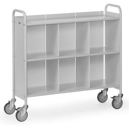 Fetra Bürowagen mit 3 Böden, 1 Rück- und 2 Trennwände, Ladefläche 1080 x 350 mm, grau