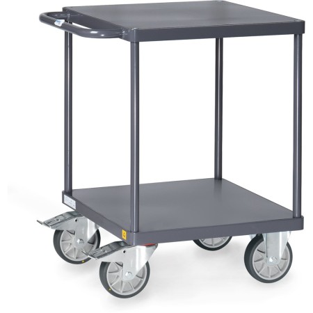 Fetra ESD-Tischwagen quadtratrisch mit 2 Böden, Stahlbl.-Plattformen bündig, 600 x 600 mm