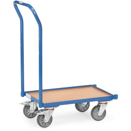 Fetra Eurokastenroller mit Holzplattform, 10mm Rand und Schiebebügel