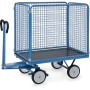 Fetra Handpritschenwagen mit 4 Drahtgitterwänden, 1000 mm hoch, Vollgummibereifung