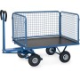 Fetra Handpritschenwagen mit 4 Drahtgitterwänden, 600 mm hoch, Luftbereifung