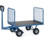 Fetra Handpritschenwagen mit 4 Drahtgitterwänden, 600 mm hoch, Luftbereifung