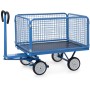Fetra Handpritschenwagen mit 4 Drahtgitterwänden, 600 mm hoch, Vollgummibereifung