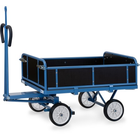 Fetra Handpritschenwagen mit Vollgummibereifung, 3 Bordwände abklappbar, mit Zugöse