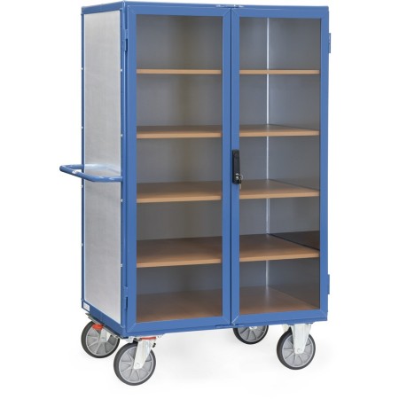 Fetra Kastenwagen 750 kg, transparente Türen, mit TOTALSTOP, Stahlblech verzinkt, Treibriegelverschluss