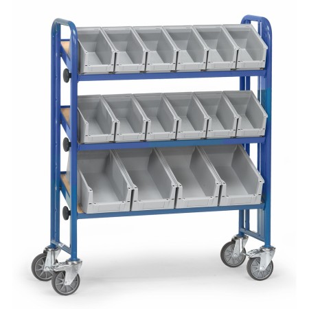 Fetra Montagewagen mit Bodenplatten, einseitige Ausführung mit Sichtlagerkästen