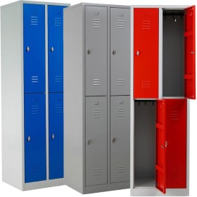 Wolfstahl Garderobenschrank Kleiderspind 4 Schliessfächer Drehriegelverschluss Lichtgrau - Feuerrot - Enzianblau Wolfstahl Garderobenschrank Kleiderspind 4 Schliessfächer Drehriegelverschluss Lichtgrau - Feuerrot - Enzianblau