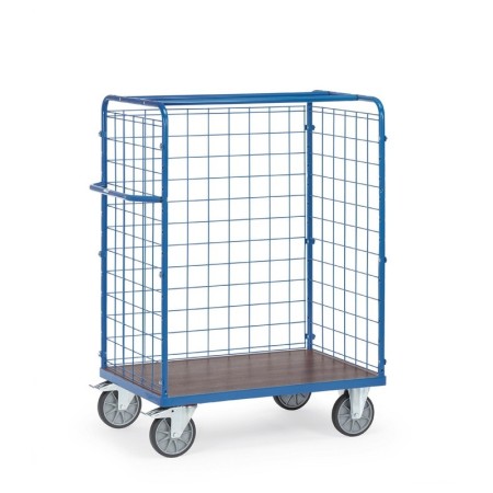 Fetra Paketwagen mit Drahtgitterwänden, 1550 mm, mit wasserfester Plattform