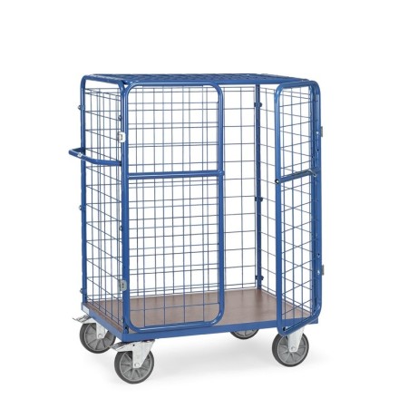 Fetra Paketwagen mit Drahtgitterwänden, Doppelflügeltür + Dach, mit wasserfester Plattform, Höhe 1550 mm