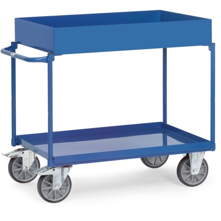 Fetra Tischwagen mit 2 Blechwannen, obere Etage 150 mm Rand