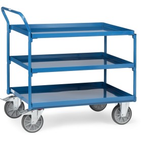 Fetra Tischwagen mit 3 Blechwannen, Griff hochstehend