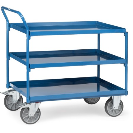 Fetra Tischwagen mit 3 Blechwannen, Griff hochstehend