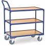 Fetra Tischwagen mit 3 Böden, Griff hochstehend, blau