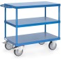 Fetra Tischwagen mit 3 Stahlblech-Plattformen, bündig mit Rahmen, Tragkraft 500 / 600 kg