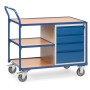 Fetra Tischwagen mit 4 Schubladen und 3 Ladeflächen, umlaufender Rand 1000 x 600 mm