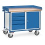 Fetra Werkstattwagen mit Umrandung, 1 Schrank und 4 Schubladen