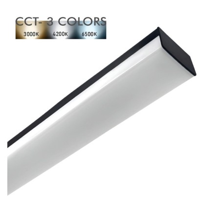 Lineare LED - Deckenaufbauleuchte 36W - BERGEN - Schwarz - PC - CCT -119cm