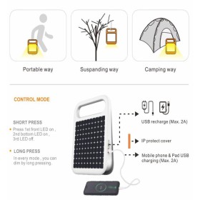 Tragbarer Solar-LED-Strahler - 4W - Powerbank + USB wiederaufladbar Tragbarer Solar-LED-Strahler - 4W - Powerbank + USB wiederaufladbar