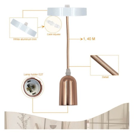 Hängelampe - VINTAGE ROSA GOLD - für E27