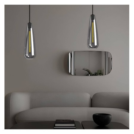 LED-Filament-Pendelleuchte - Rauchiges Glas - 4W - Bernstein