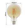 8W LED Lampe E27 Glühfaden Vintage G125 - Dimmbar 1800K