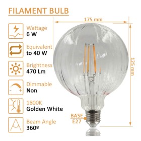 LED-Filamentlampe - Kugel - Dekorative 6W E27 - Bernstein - BIG Ø175mm LED-Filamentlampe - Kugel - Dekorative 6W E27 - Bernstein - BIG Ø175mm