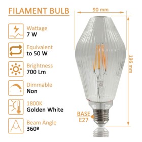 LED-Filamentlampe -DIAMANT- Dekorativ 7W E27 - Bernstein LED-Filamentlampe -DIAMANT- Dekorativ 7W E27 - Bernstein