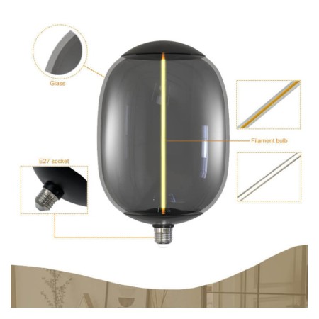 LED-Glühlampe mit Rauchglas-Filament BIG - 4W E27 - T178 - Bernstein