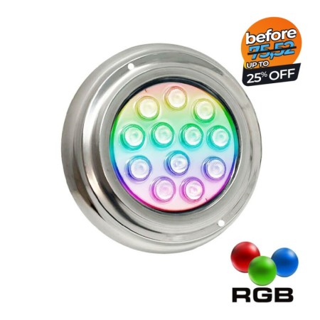 LED-Strahler Unterwasser RGB -36W - DC12V - IP68 - Rostfreier Stahl 316