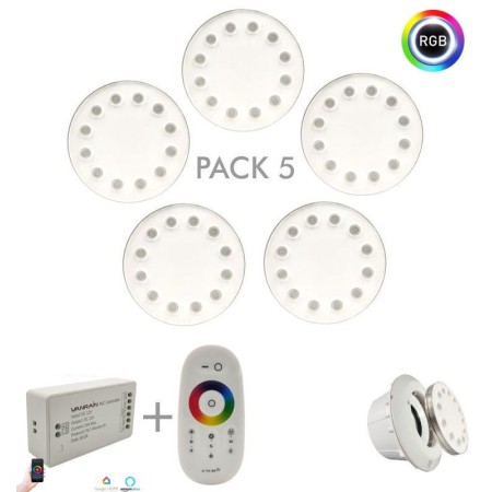 PACK -5 - RGB Tauchbare LED-Lampe 36W PAR56 - DC12V - IP68 - Edelstahl316 - IK10 - Pool