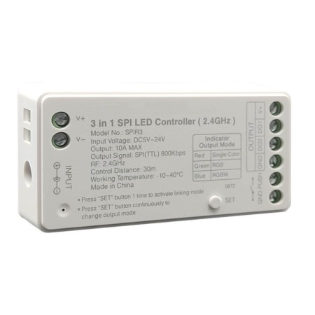 Digitale LED-Controller SPI für RGB + RGBW + RGBIC LED-Streifen - 2,4GHz - 5-24V