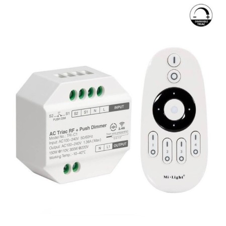 Pack TRIAC-Dimmer 220V RF + Fernbedienung - 2,4GHz