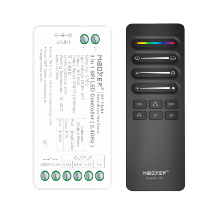 Paket Digitale LED-Controller SPI RGB - RGBW - RGBIC - 5-24V + Fernbedienung