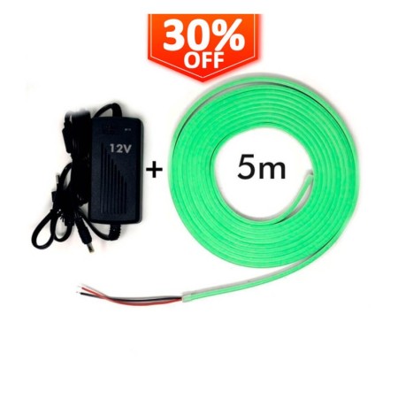 LED Stripe Neon Grün LED 6mm 12V + Stromversorgung