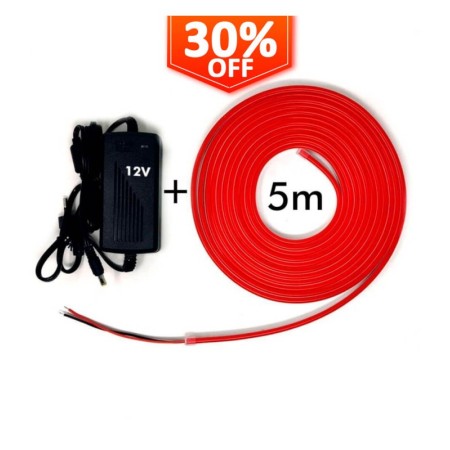LED Stripe Neon Rot LED 6mm 12V + Stromversorgung