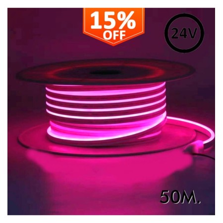 Flexibles LED-Neon 24V - 13W/m - 50m Rolle - 6x12mm - Rose