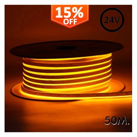 Flexibles LED-Neon 24V - 13W/m - Rolle 50m - 6x12mm - Orange