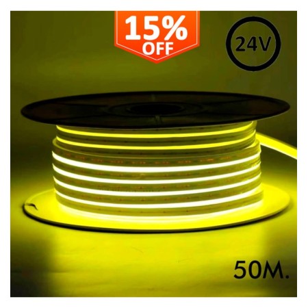 LED Neon Flex 24V - 8W/m - Rolle 50m - 6x12mm - GELB