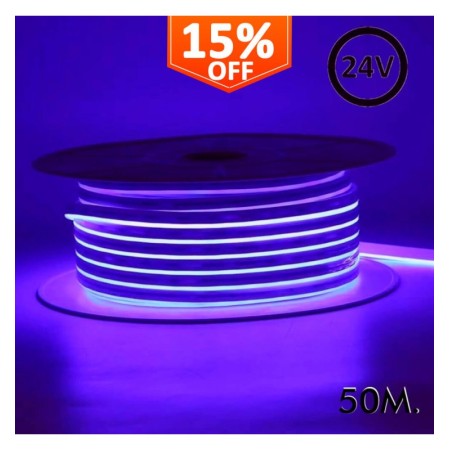 LED Neon Flex 24V - 8W/m - Rolle 50m - 6x12mm - PURPEL